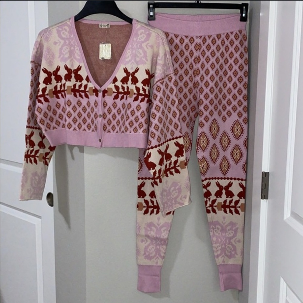 Free People x Intimately FP Snow Bunny Lounge Set In Candy Combo